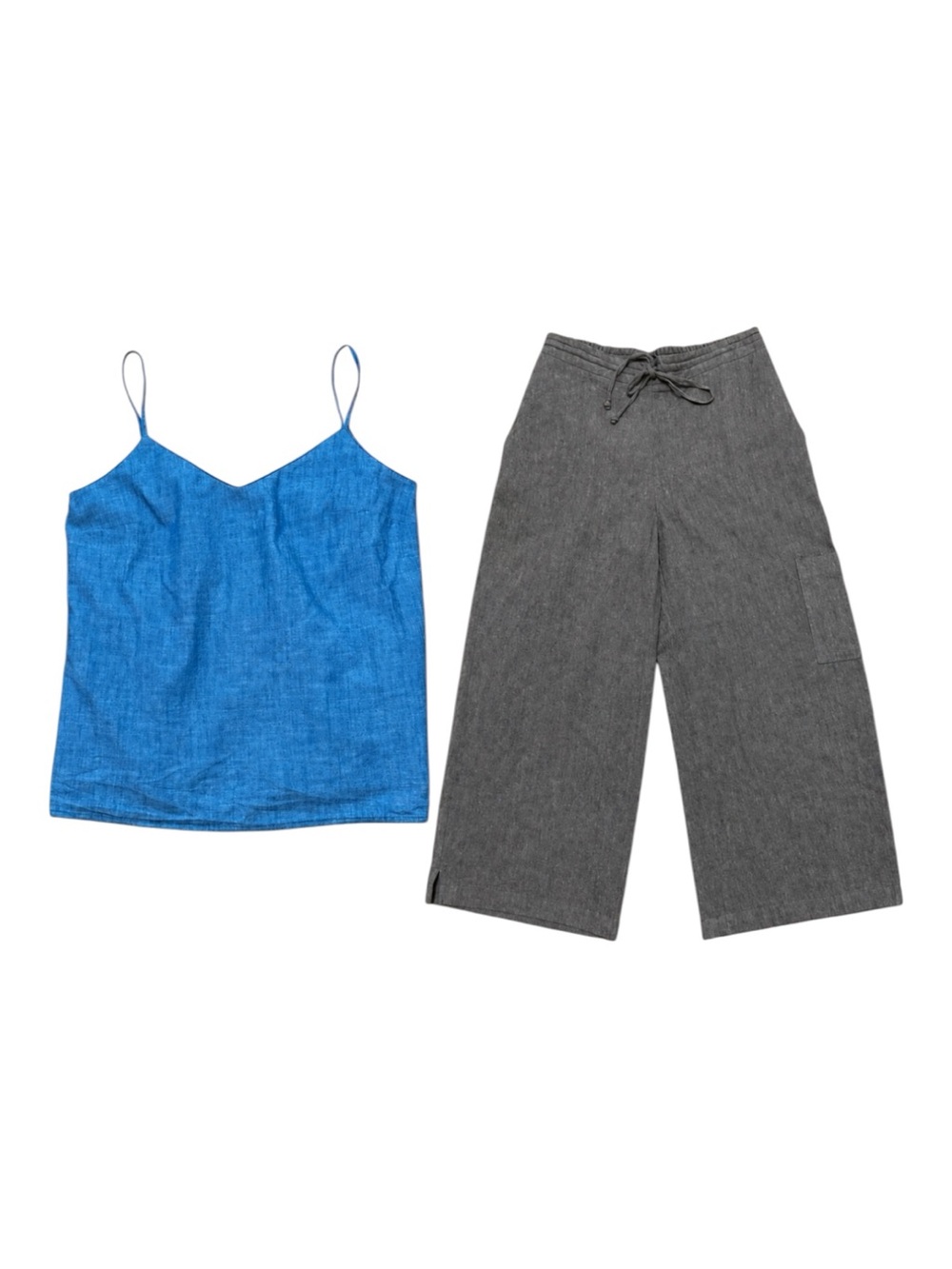 J.Crew Cami & Coldwater Creek Linen Wide Leg Pants Outfit Set S/4